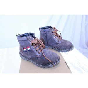 High Top Kids Boots Brown Suede Faux Fur Lined 1.5